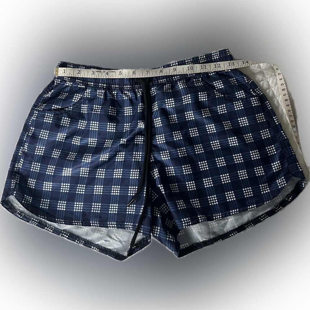 Women’s Navy Checkered Shorts - Picture 2 of 7